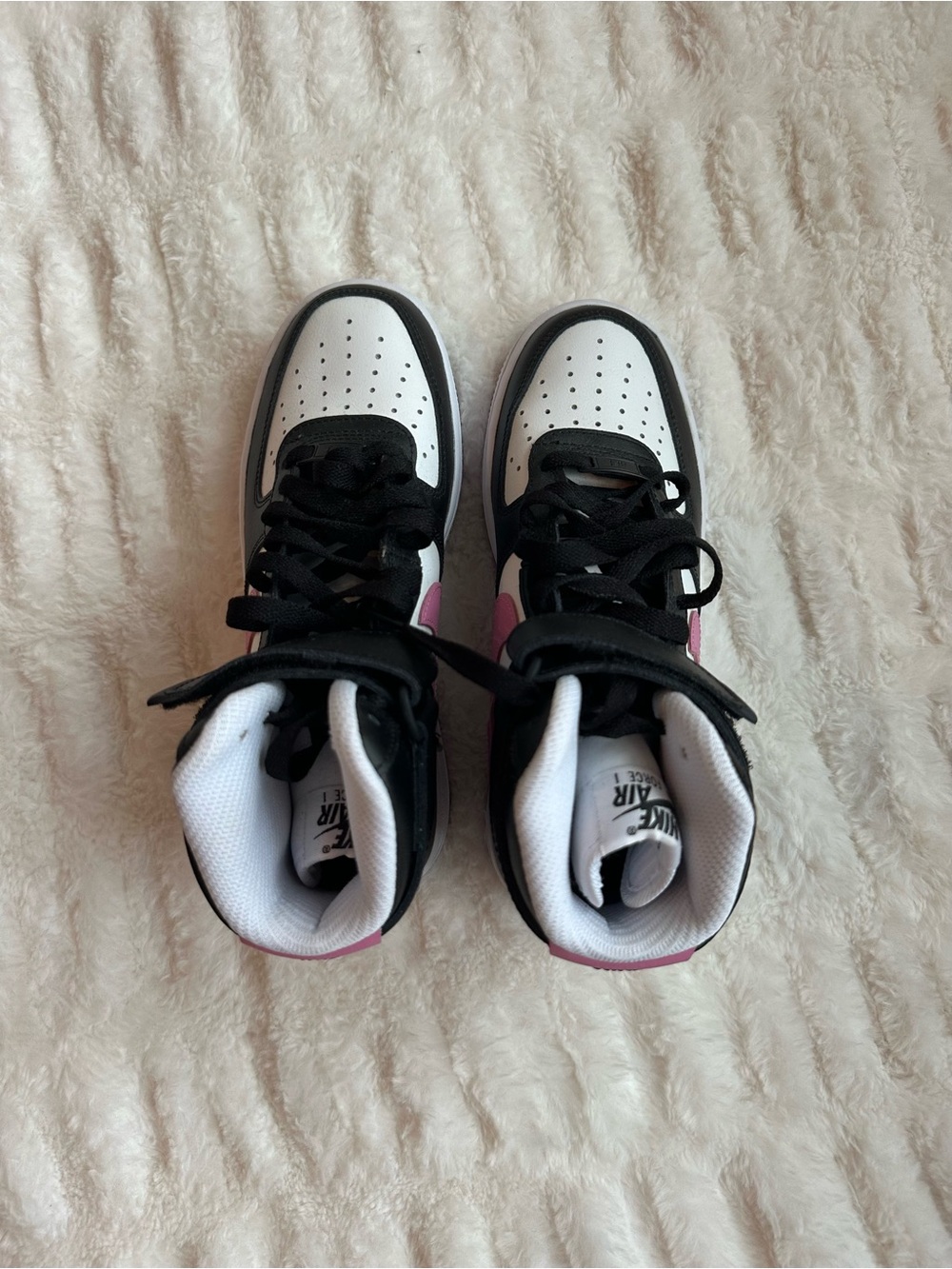 Nike Black, White & Pink Mid-Top Sneakers Size 6 - Picture 2 of 4